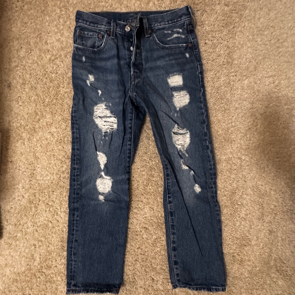 Levi’s 26 waist dark jeans with rips